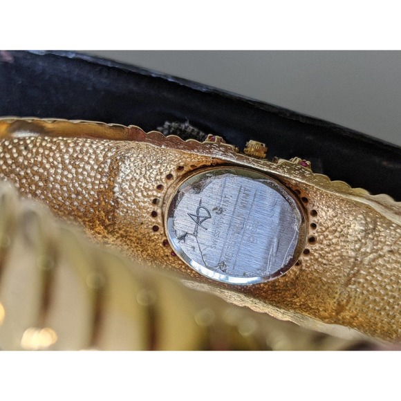 Vintage Franklin Mint Gold-Tone Art Deco Ruby Watch w/Mother of Pearl Dial RUNS! - Picture 4 of 9